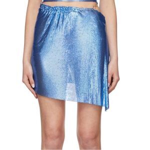 POSTER GIRL Blue Winona Mini Skirt chainmail metal metallic wrap Revolve NWT M
